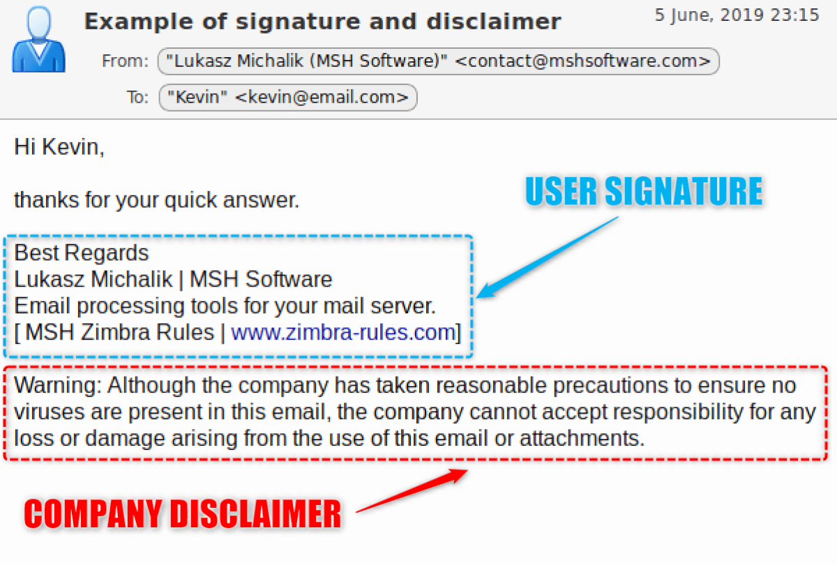 Company-wide email disclaimer and signature in high barnet