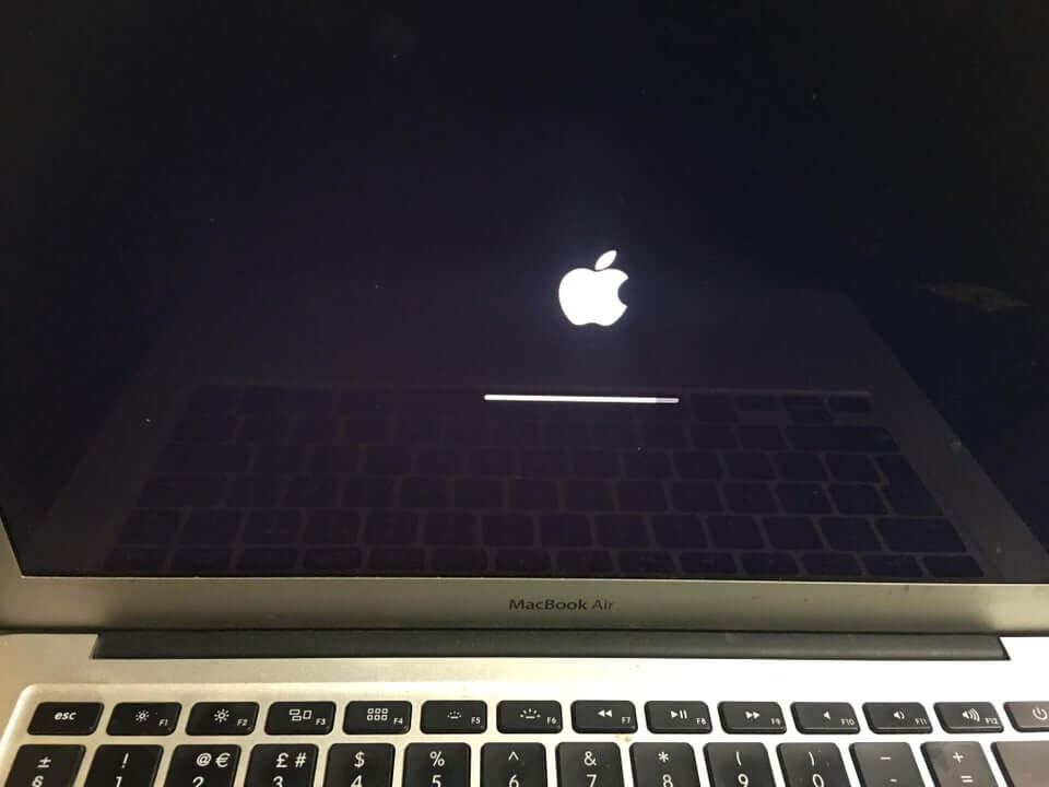 Macbook air is stuck with an Apple logo on the screen High Barnet
